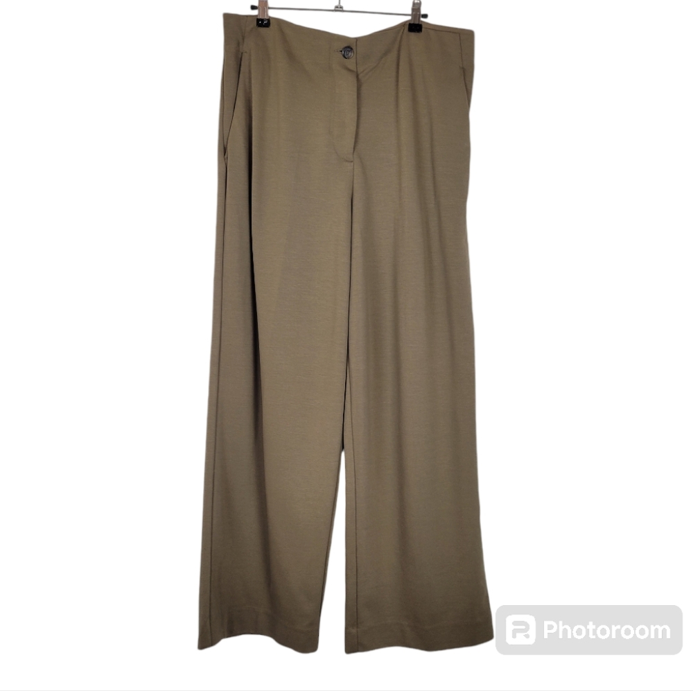 COS khaki wide leg Lyocell stretchy pants size Large New with Tags
